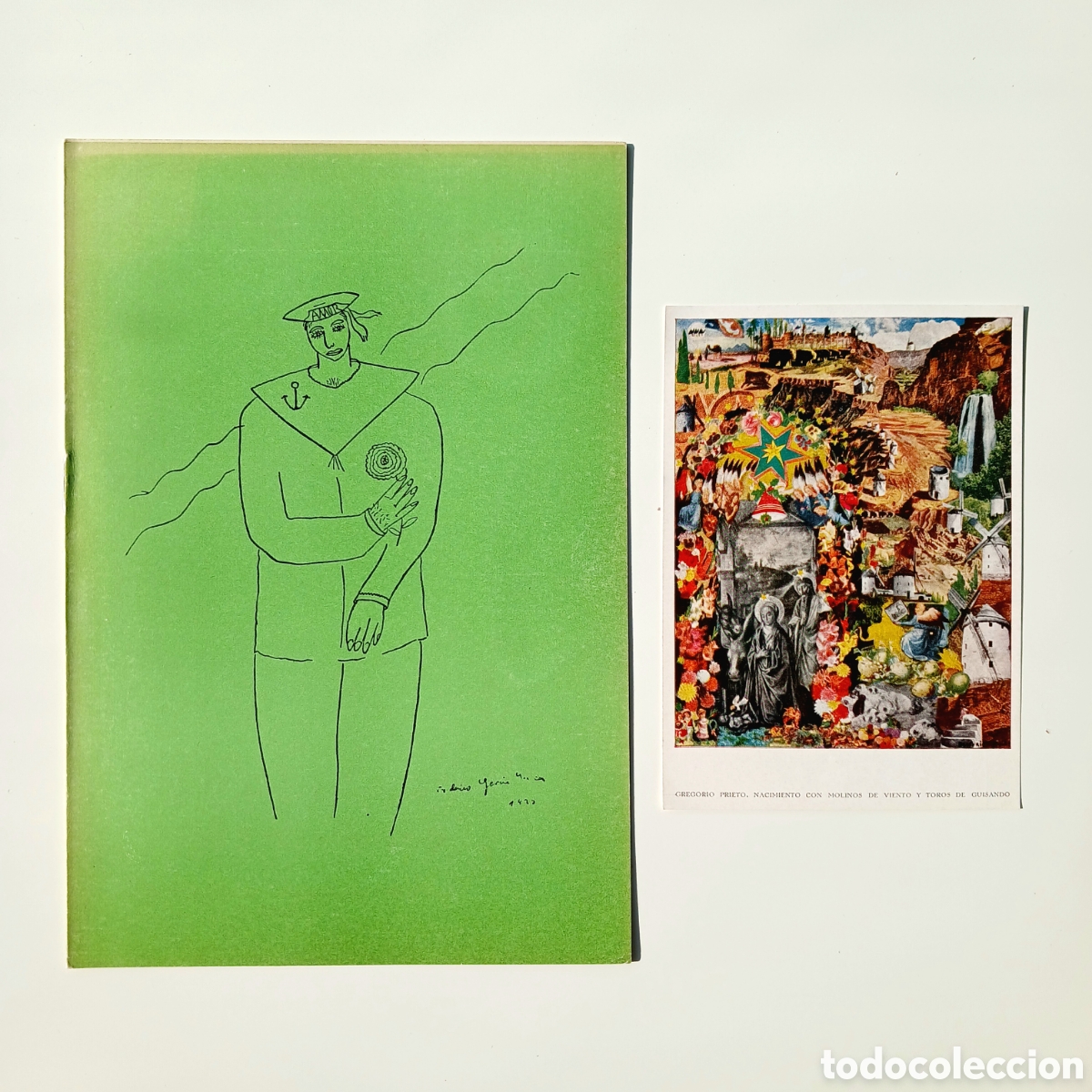 Arte: Folleto y postal antiguos de Gregorio Prieto