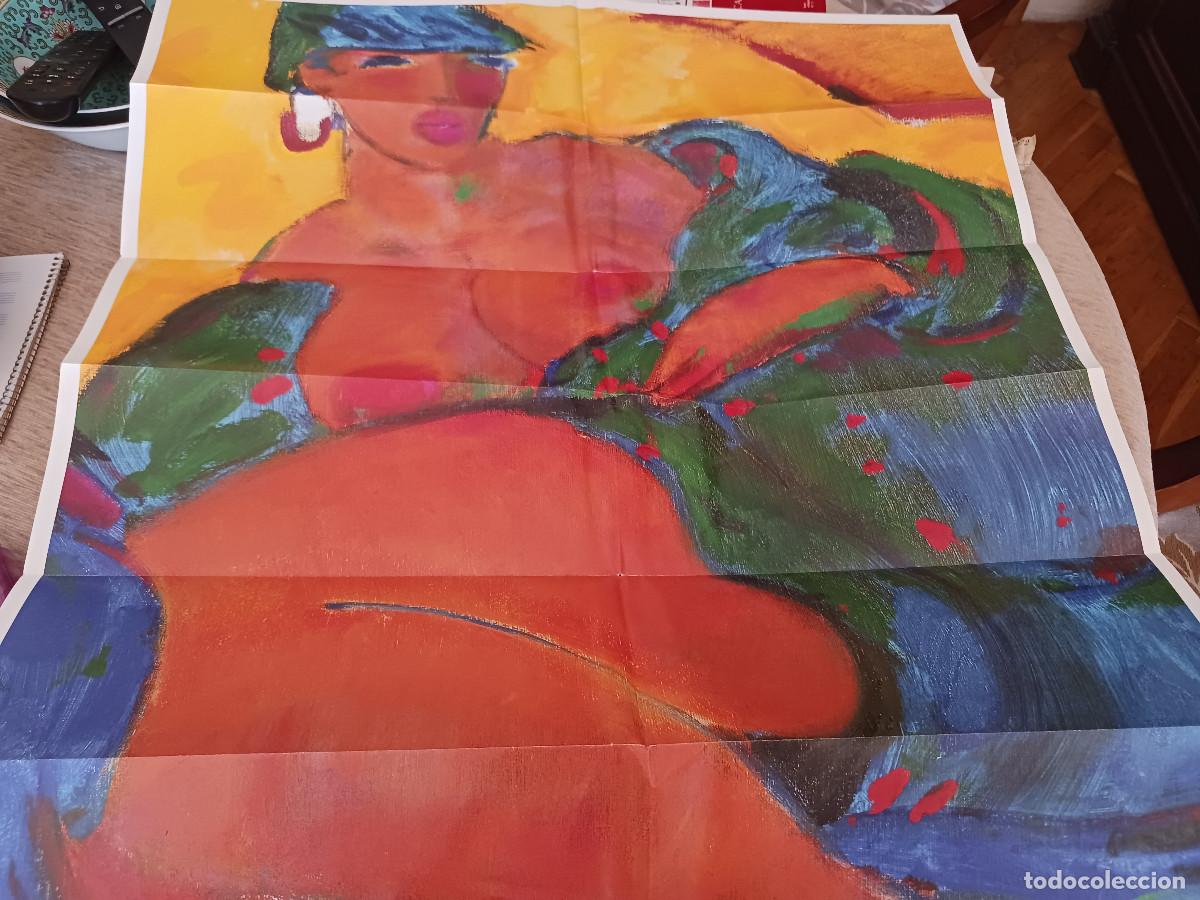 Arte: gran poster desplegable manel anoro, dona roba verda, galeria pergamon quatre, barcelona 2004