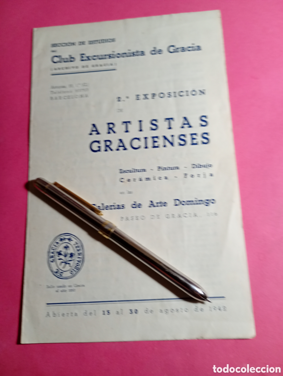 Arte: CLUB EXCURSIONISTA DE GRACIA 1942 2&ordf; EXPOSICION ARTISTAS GRACIENSES