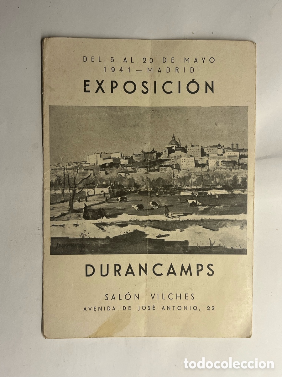 Arte: DURANCANPS, Exposici&oacute;n en Sal&oacute;n Vilches, Madrid (a.1941) Tr&iacute;ptico