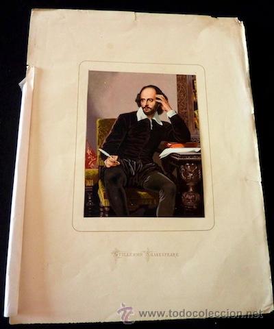 Arte: Cromolitograf&iacute;a de Shakespeare - Foto 1