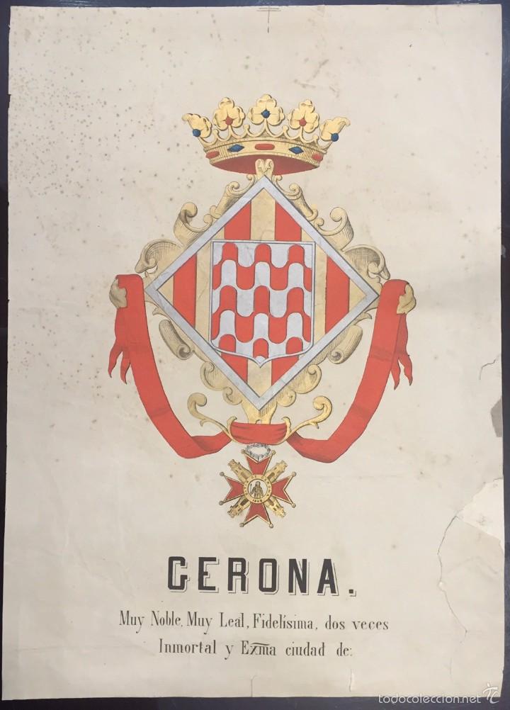 Arte: ESCUDO DE LA CIUDAD DE GERONA. - Foto 1