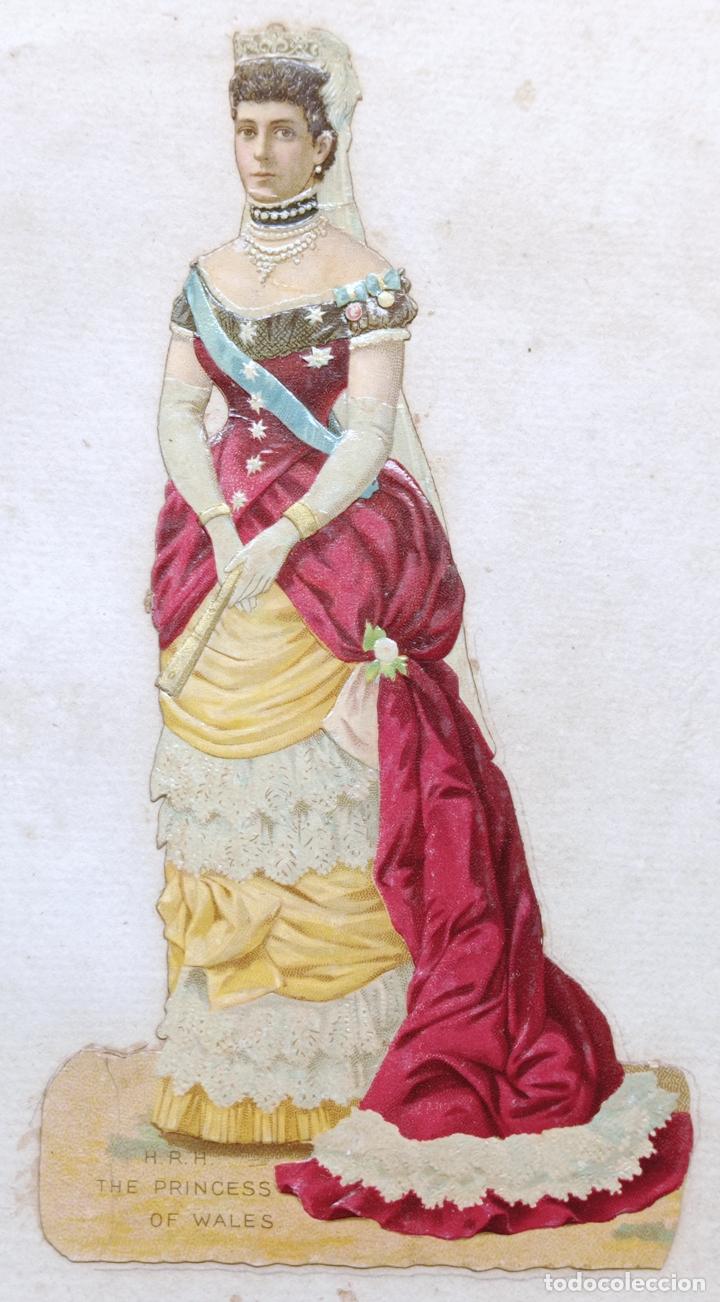 Arte: 1880 Ilustración PRINCESA DE GALES . Cromolitografía victoriana original . Cromo troquelado relieve - Foto 3 - 291052413