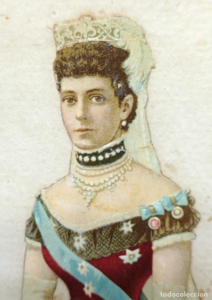 Arte: 1880 Ilustración PRINCESA DE GALES . Cromolitografía victoriana original . Cromo troquelado relieve - Foto 5 - 291052413
