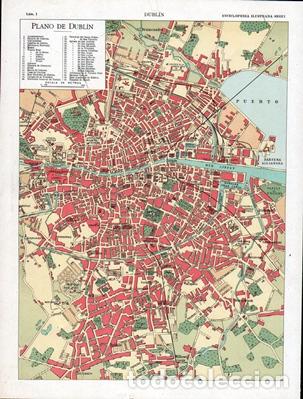 Art: CROMOLITOGRAFIA PLANO DE DUBLIN (IRLANDA). ENCICLOPEDIA SEGUI. 1905 - G-PLANOS-053 ,2