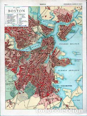 Arte: CROMOLITOGRAFIA PLANO DE BOSTON (E.E.U.U.). ENCICLOPEDIA SEGUI. 1905 G-PLANOS-057