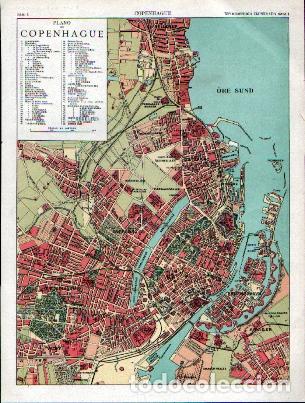 Arte: CROMOLITOGRAFIA PLANO DE COPENHAGUE (DINAMARCA). ENCICLOPEDIA SEGUI. 1905 G-PLANOS-058
