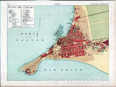 Arte: CROMOLITOGRAFIA PLANO DEL CALLAO. (PERU). ENCICLOPEDIA SEGUI. 1905 - G-PLANOS-064 ,4