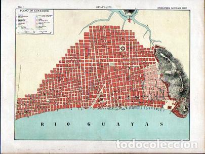 Arte: CROMOLITOGRAFIA PLANO DE GUAYAQUIL (ECUADOR). ENCICLOPEDIA SEGUI. 1905 - G-PLANOS-065