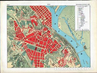 Arte: CROMOLITOGRAFIA PLANO DE KIEV (UCRANIA). ENCICLOPEDIA SEGUI. 1905 G-PLANOS-069