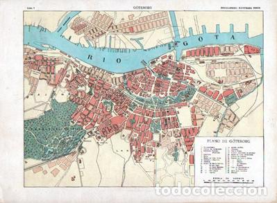 Arte: CROMOLITOGRAFIA PLANO DEN G&Ouml;TEBORG (SUECIA). ENCICLOPEDIA SEGUI. 1905 - G-PLANOS-071