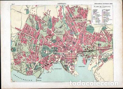 Arte: CROMOLITOGRAFIA PLANO DE CRISTIANIA (DINAMARCA). ENCICLOPEDIA SEGUI. 1905 - G-PLANOS-072