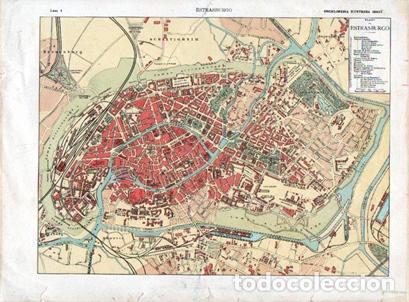 Arte: CROMOLITOGRAFIA PLANO DE ESTRASBURGO (FRANCIA). ENCICLOPEDIA SEGUI. 1905 - G-PLANOS-073