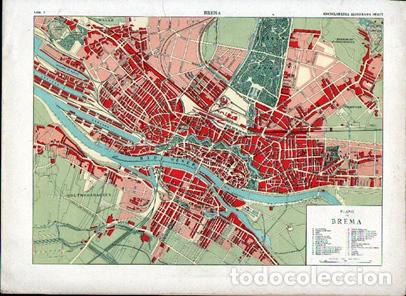 Arte: CROMOLITOGRAFIA PLANO DE BREMA (ALEMANIA). ENCICLOPEDIA SEGUI. 1905 - G-PLANOS-076 ,2