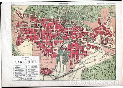 Arte: CROMOLITOGRAFIA PLANO DE CARLSRUHE (ALEMANIA). ENCICLOPEDIA SEGUI. 1905 - G-PLANOS-079 ,4