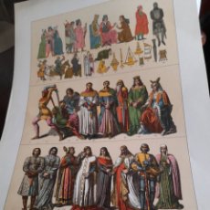 Arte: ANTIGUA CROMOLITOGRAFIA, TRAJES DE LOS ESPAÑOLES EN LOS SIGLOS XIII Y XIV. Lote 371260096