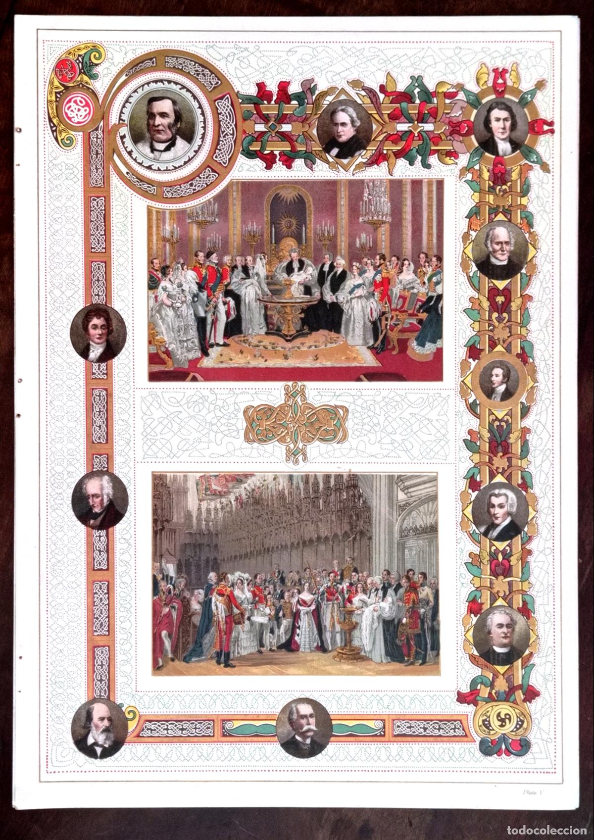 Kunst: 40 CM - Antigua Cromolitograf&iacute;a - Dos Bautizos Reales - Glorioso jubileo de Su Majestad 1897
