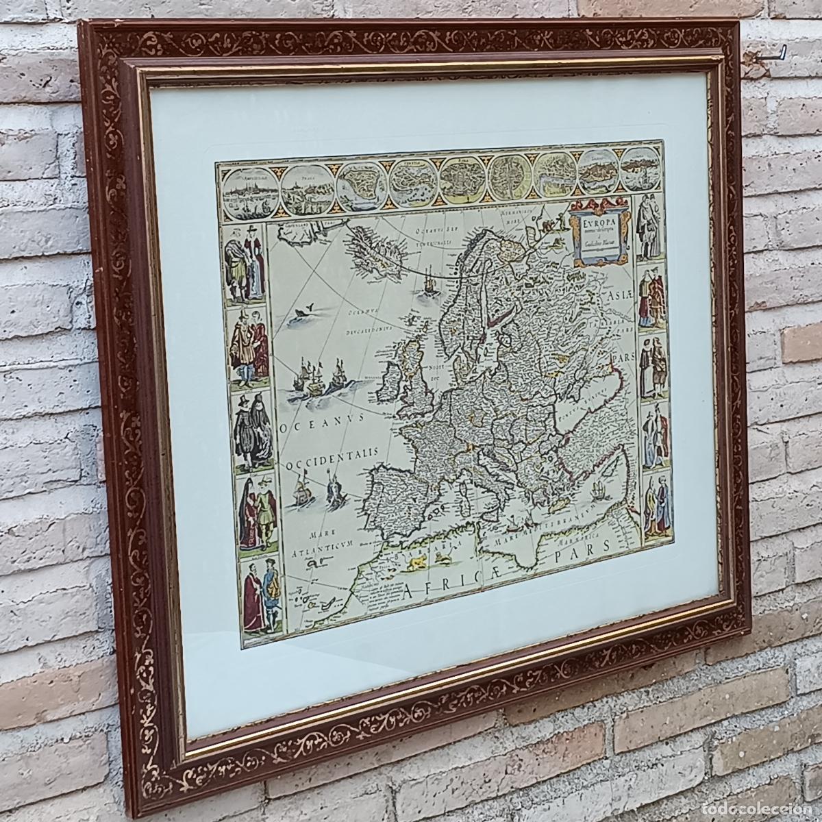 Arte: CUADRO CON CROMOLITOGRAFIA MAPA DE EUROPA. - Foto 3