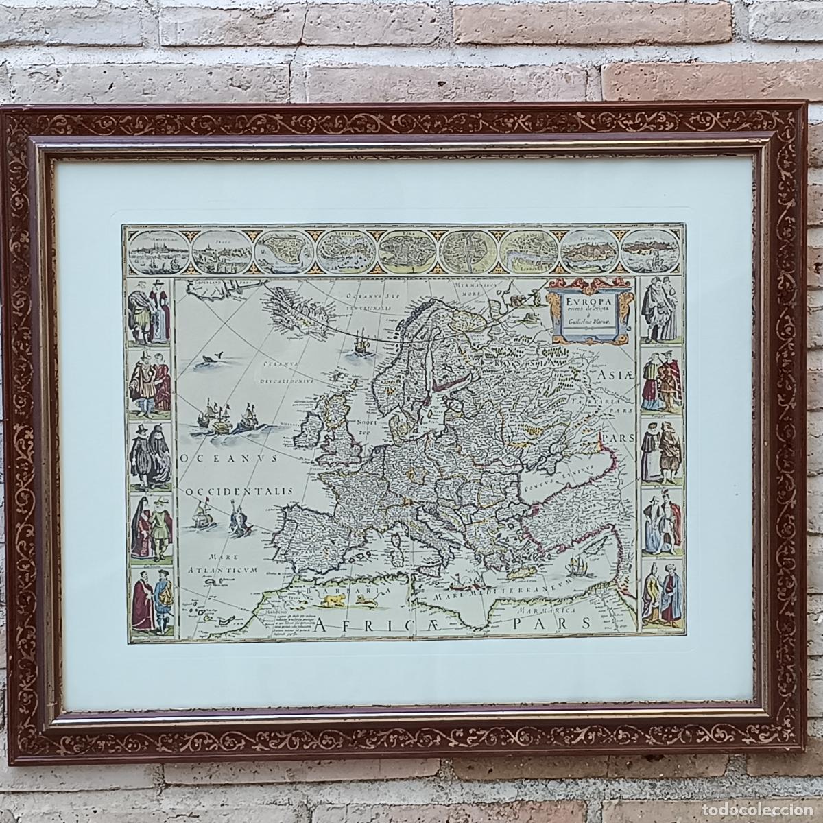 Arte: CUADRO CON CROMOLITOGRAFIA MAPA DE EUROPA. - Foto 4