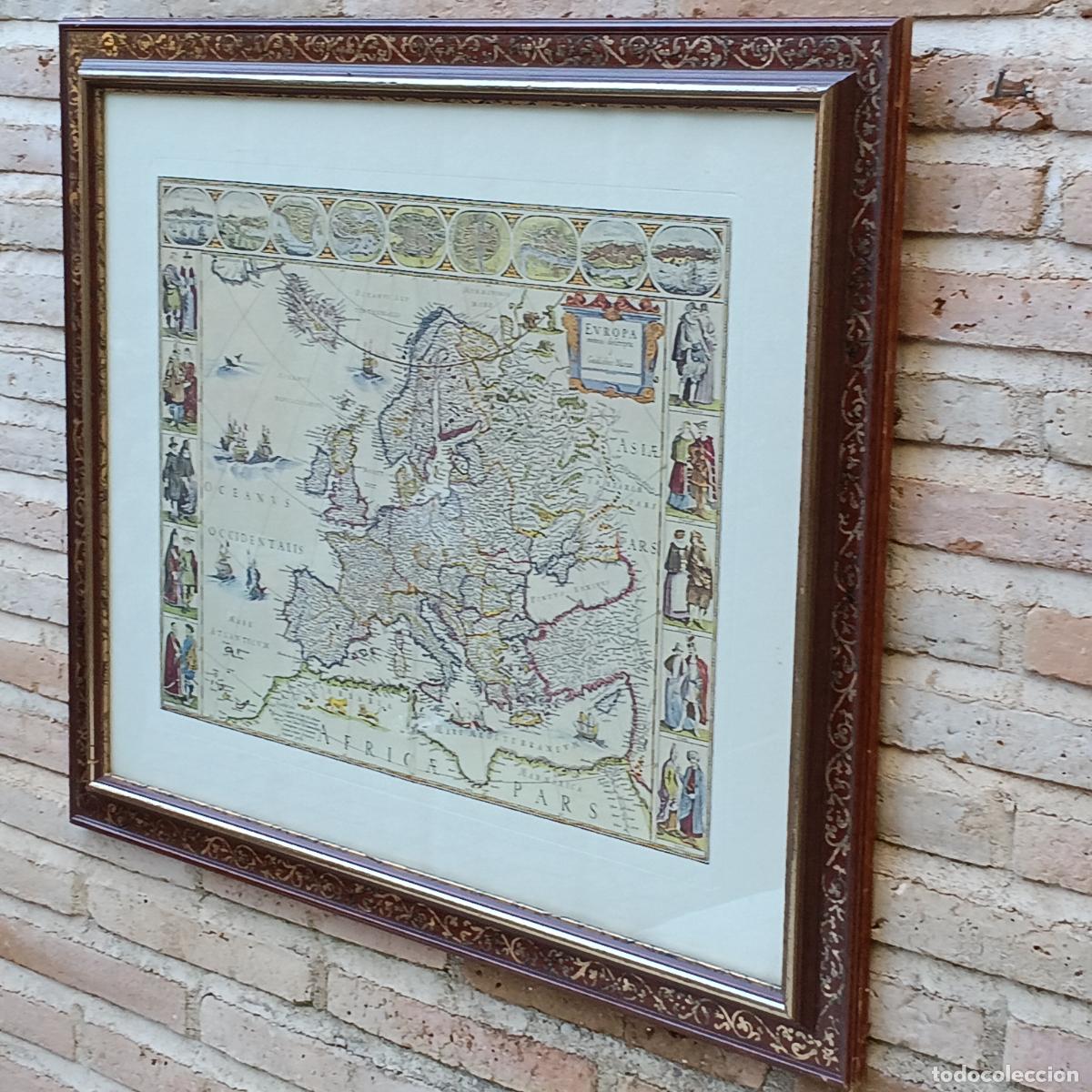 Arte: CUADRO CON CROMOLITOGRAFIA MAPA DE EUROPA. - Foto 5