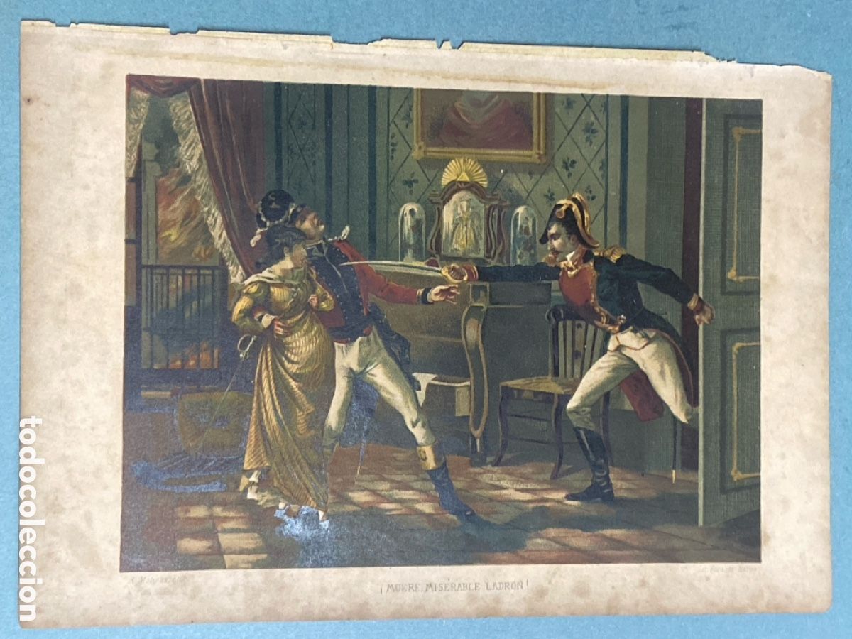 Arte: Cromolitograf&iacute;a Guerra Independencia Espa&ntilde;ola Litografafia Forast&eacute; Barna siglo XIX a&ntilde;os 1807 - 13