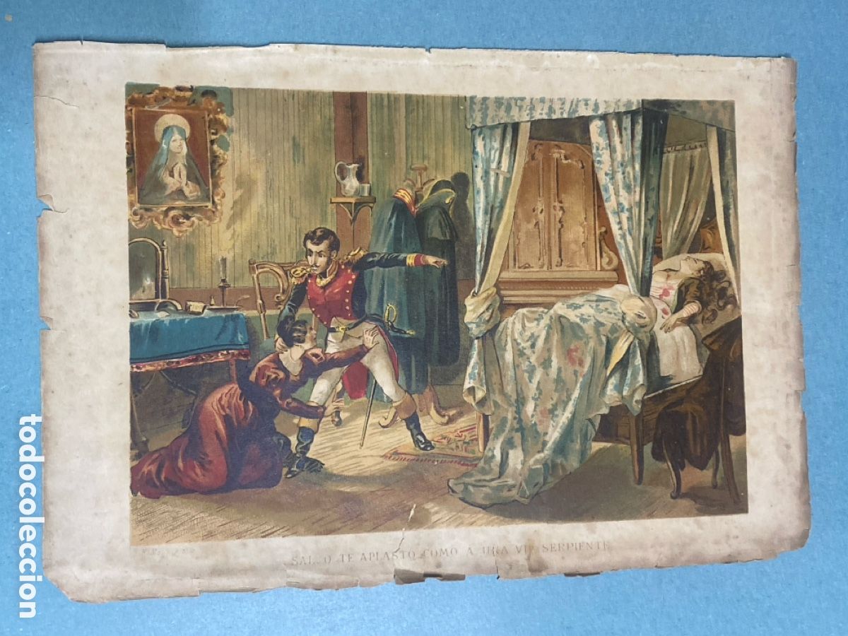 Arte: Cromolitograf&iacute;a Guerra Independencia Espa&ntilde;ola Litografafia Forast&eacute; Barna siglo XIX a&ntilde;os 1807 - 13