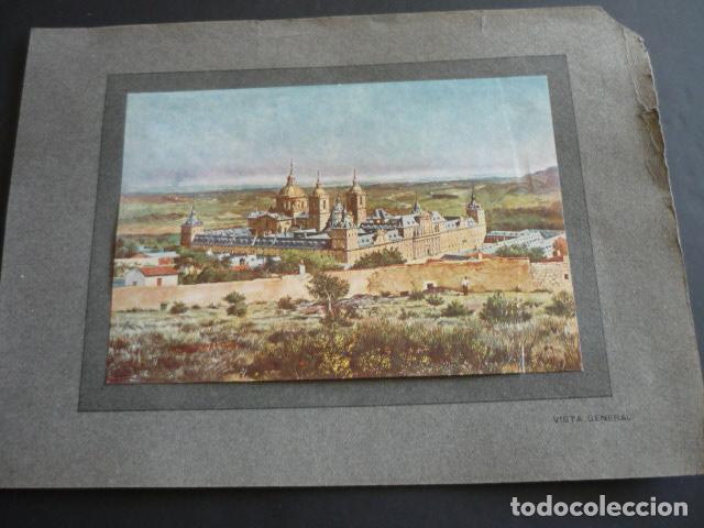 Arte: SAN LORENZO DE EL ESCORIAL MADRID VISTA DEL MONASTERIO CROMOLITOGRAFIA 22 X 30 CM