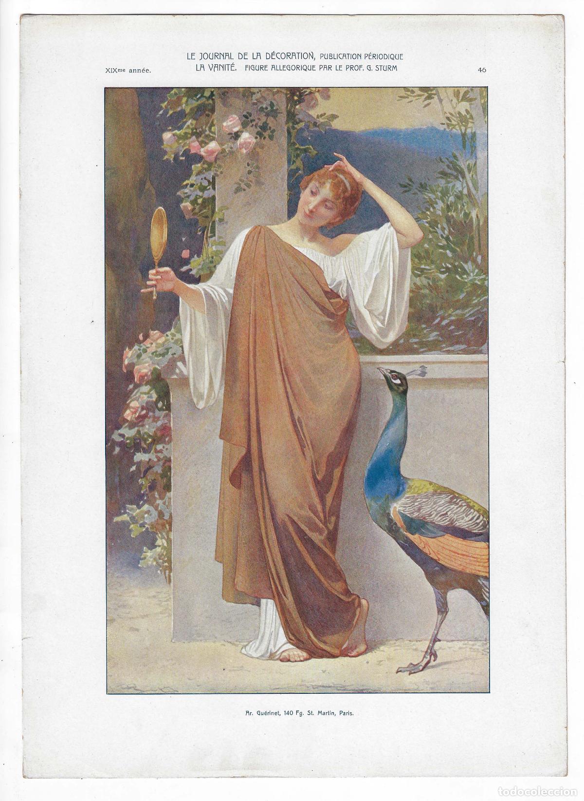 Art: JOURNAL DE LA DECORATION A&Ntilde;O XIX L&Aacute;M. 46. LA VANIT&Eacute;. FIGURE ALL&Eacute;GORIQUE (G. Sturm). CROMOLITOGRAF&Iacute;A