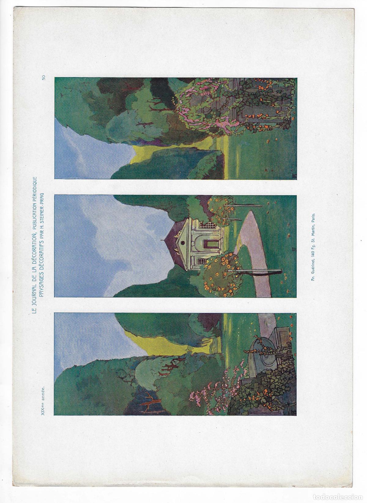 Kunst: JOURNAL DE LA DECORATION A&Ntilde;O XIX L&Aacute;M. 50. PAYSAGES D&Eacute;CORATIFS (Hugo Steiner-Prag). CROMOLITOGRAF&Iacute;A 6
