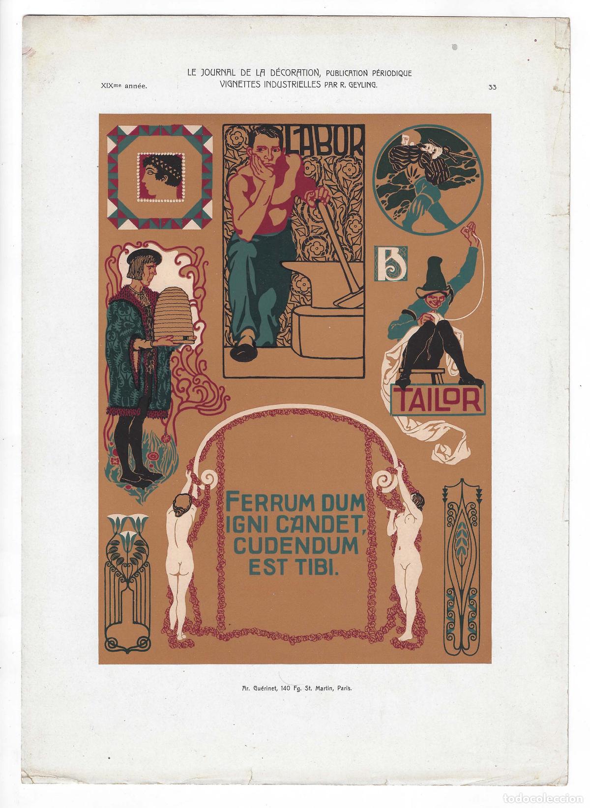 Kunst: JOURNAL DE LA DECORATION A&Ntilde;O XIX L&Aacute;M. 33. VIGNETTES INDUSTRIELLES (R. Geyling). CROMOLITOGRAF&Iacute;A 63x4