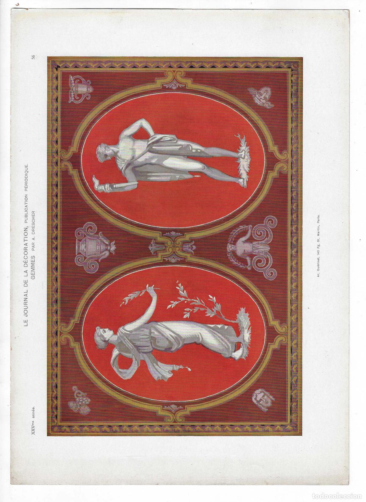Art: JOURNAL DE LA DECORATION A&Ntilde;O XXV L&Aacute;M. 56. GEMMES (A. Drescher) Circa 1911. CROMOLITOGRAF&Iacute;A 63x46