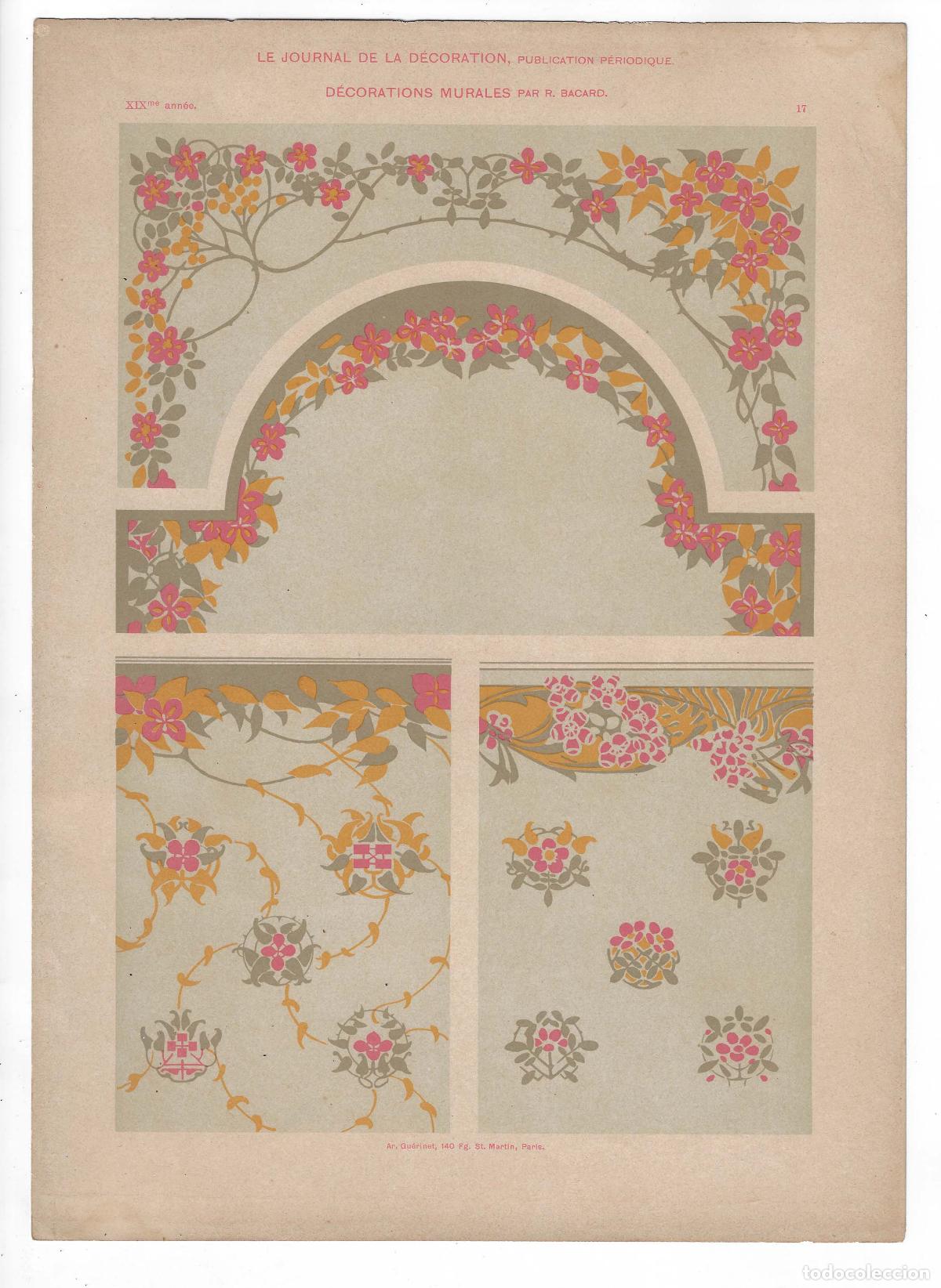 Art: JOURNAL DE LA DECORATION A&Ntilde;O XIX L&Aacute;M. 17. D&Eacute;CORATIONS MURALES (R. Bacard). CROMOLITOGRAF&Iacute;A 63x46