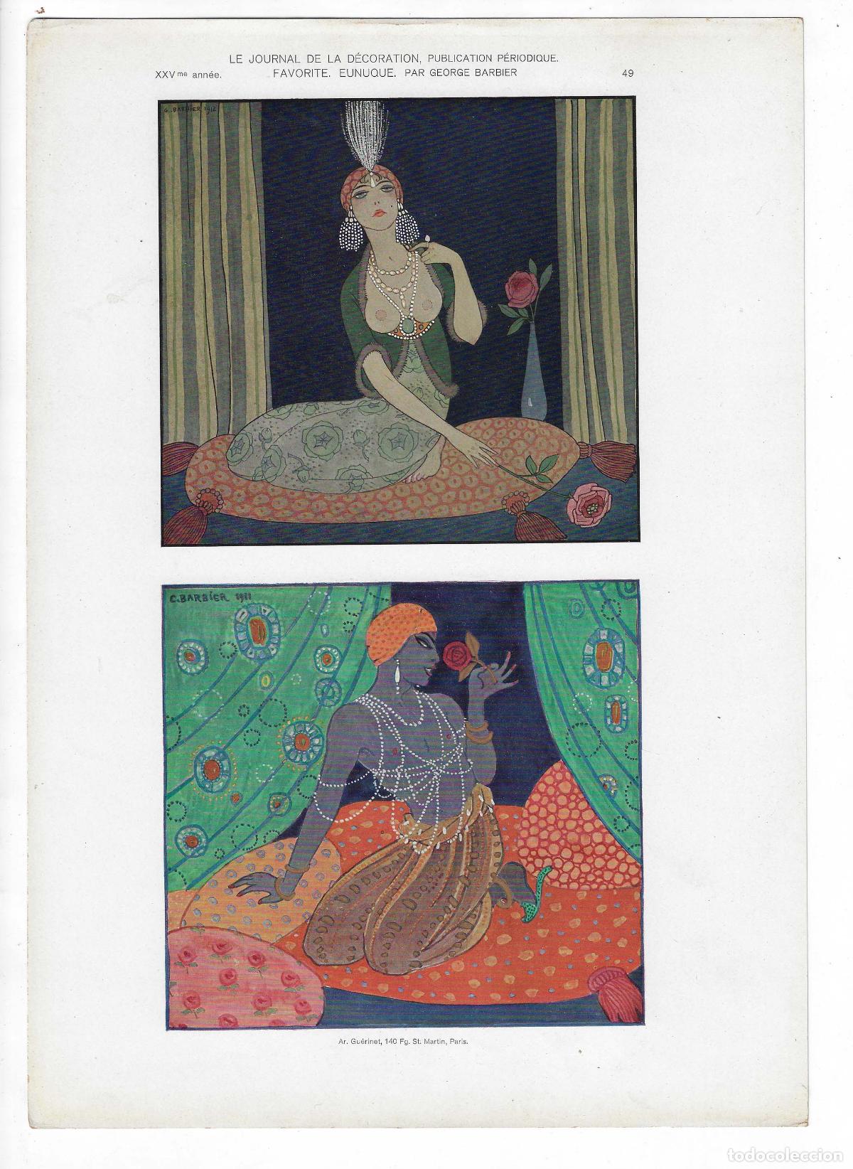 Art: JOURNAL DE LA DECORATION A&Ntilde;O XXV L&Aacute;M. 49. FAVORITE, EUNUQUE (George Barbier). CROMOLITOGRAF&Iacute;A 63x46