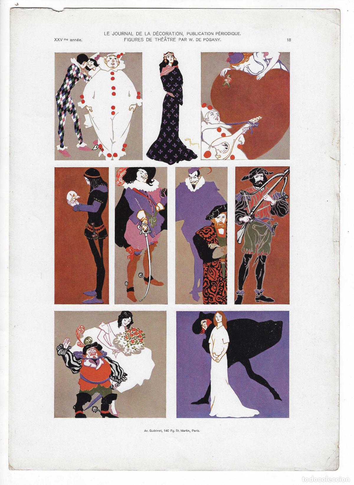 Art: JOURNAL DE LA DECORATION A&Ntilde;O XXV L&Aacute;M. 18. FIGURES DE TH&Eacute;&Acirc;TRE (Willy De Pogany). CROMOLITOGRAF&Iacute;A 63x4