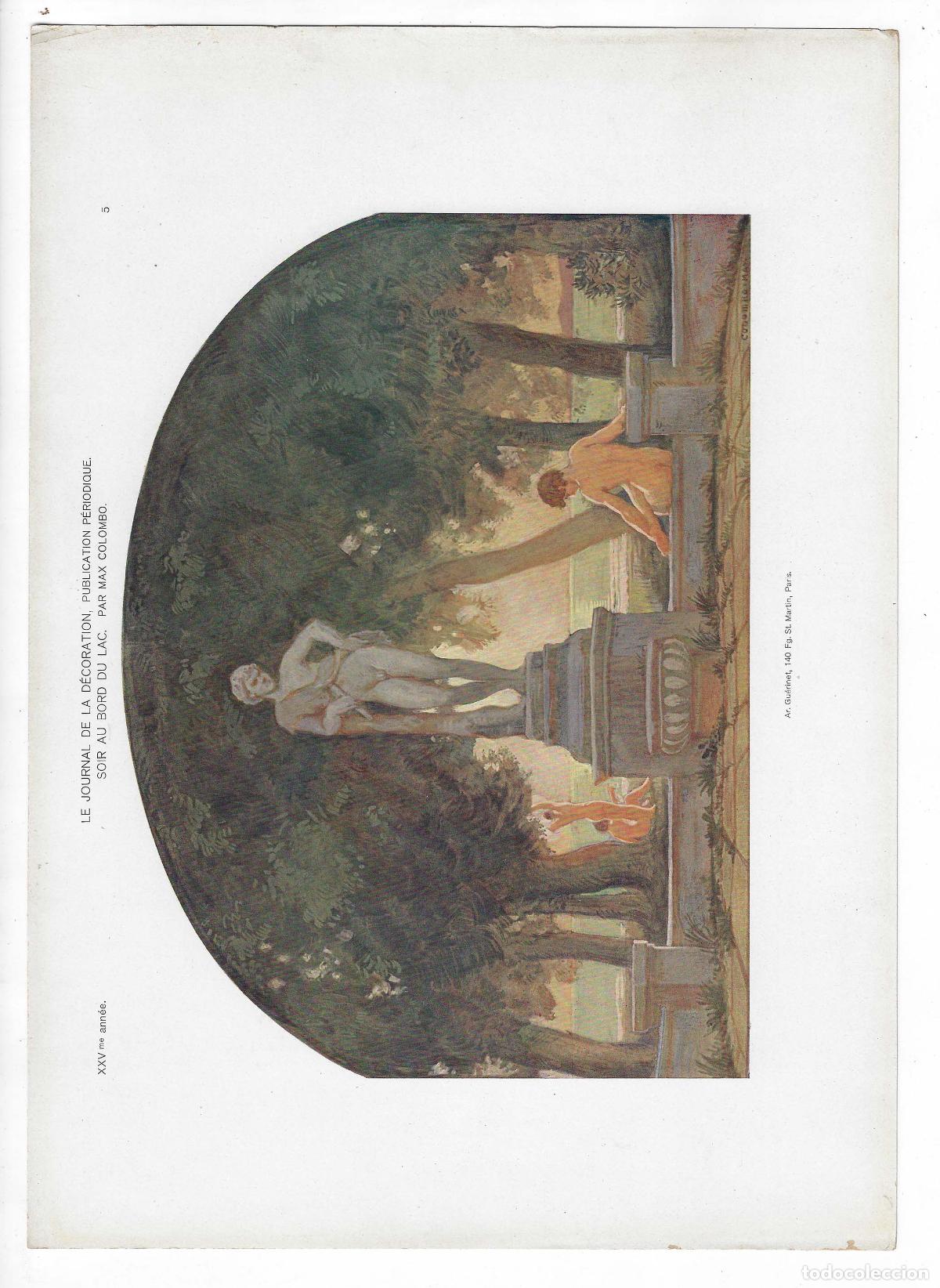 Art: JOURNAL DE LA DECORATION A&Ntilde;O XXV L&Aacute;M. 5. SOIR AU BORD DU LAC (Max Colombo). CROMOLITOGRAF&Iacute;A 63x46