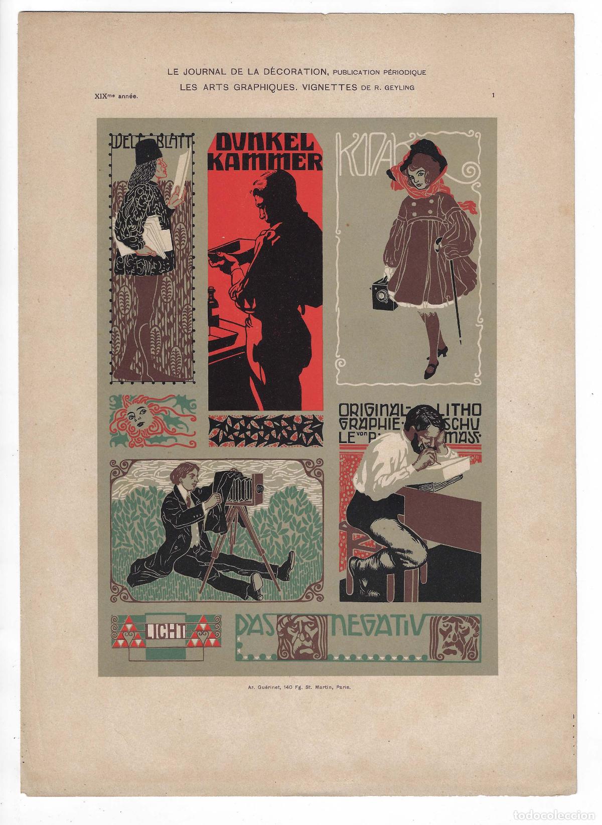 Art: JOURNAL DE LA DECORATION A&Ntilde;O XIX L&Aacute;M. 1. LES ARTS GRAPHIQUES, VIGNETTES (R. Geyling). CROMOLITOGRAF&Iacute;