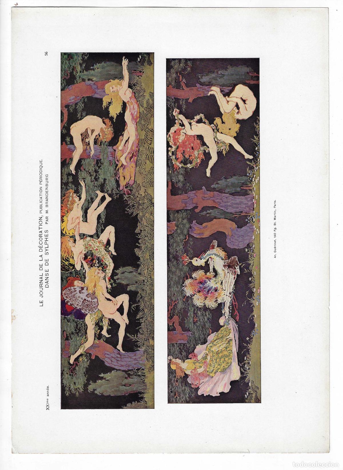 Art: JOURNAL DE LA DECORATION A&Ntilde;O XXI L&Aacute;M. 56. DANSE DE SYLPHES (M. Brandenburg). CROMOLITOGRAF&Iacute;A 63x46