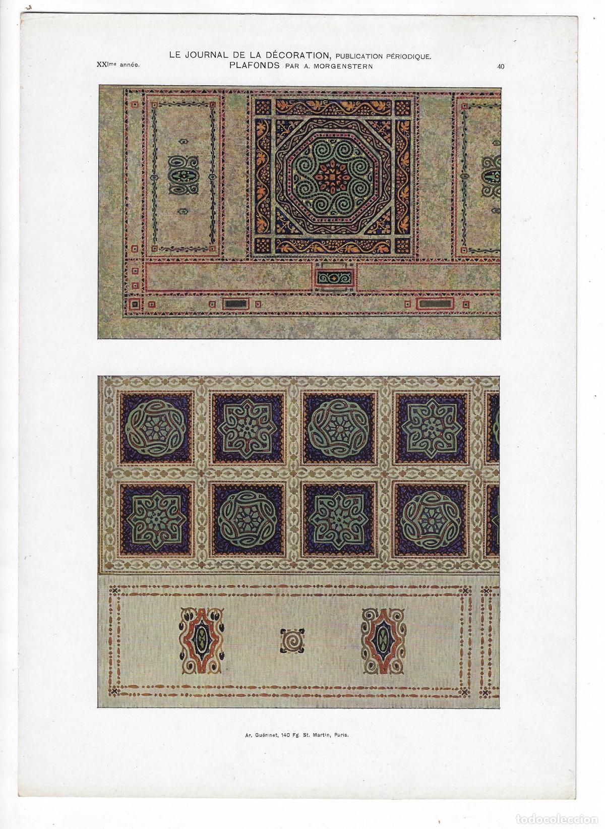 Art: JOURNAL DE LA DECORATION A&Ntilde;O XXI L&Aacute;M. 40. PLAFONDS (A. Morgenstern). CROMOLITOGRAF&Iacute;A 63x46