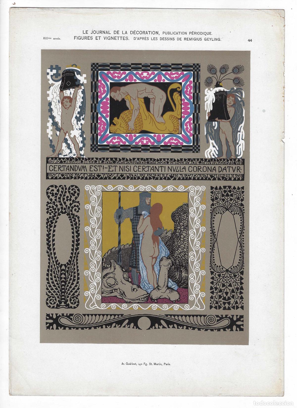 Kunst: JOURNAL DE LA DECORATION A&Ntilde;O XXI L&Aacute;M. 44. FIGURES ET VIGNETTES (Remigius Geyling). CROMOLITOGRAF&Iacute;A 6