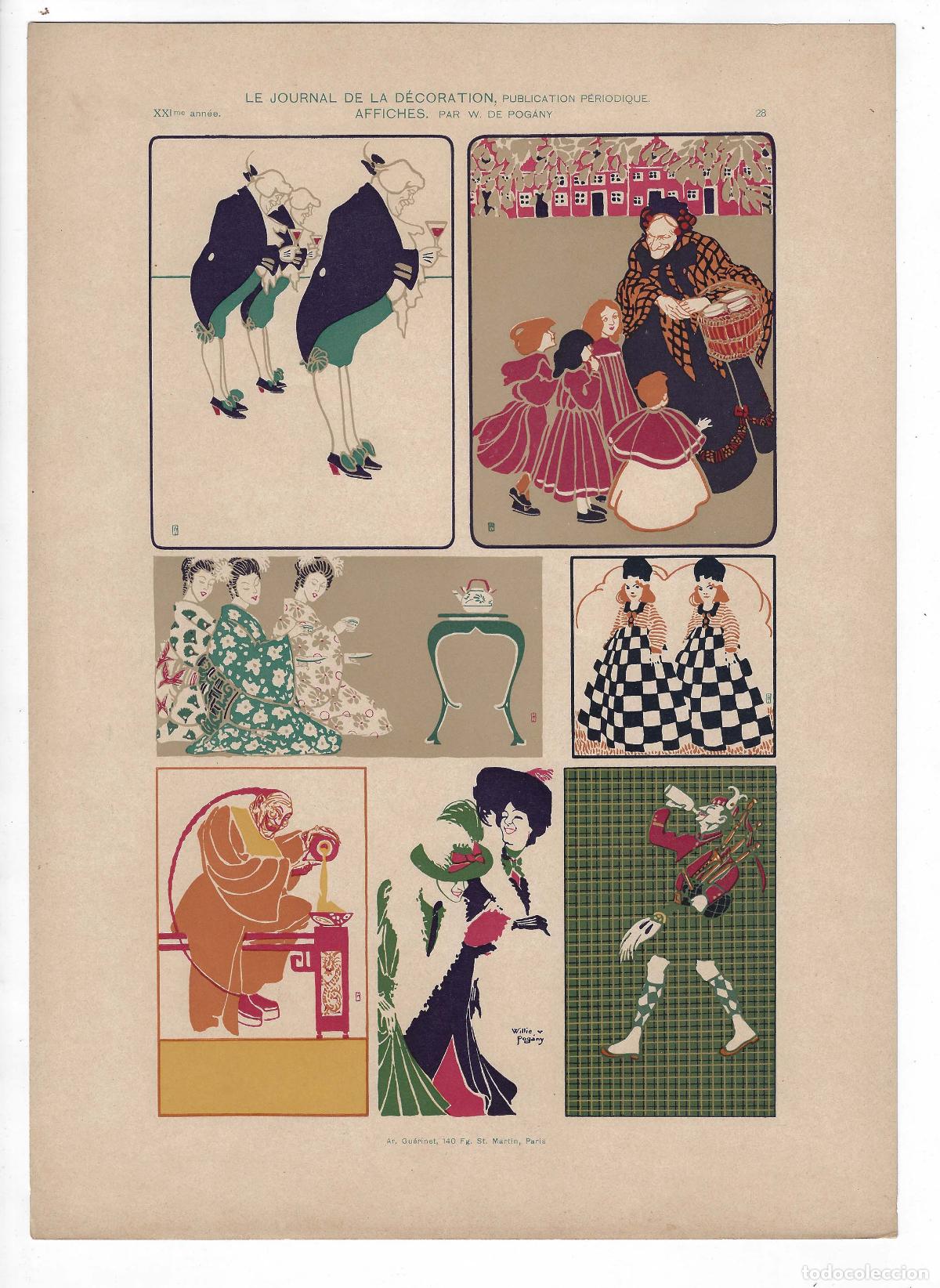 Kunst: JOURNAL DE LA DECORATION A&Ntilde;O XXI L&Aacute;M. 28. AFFICHES (Willy De Pogany). CROMOLITOGRAF&Iacute;A 63x46