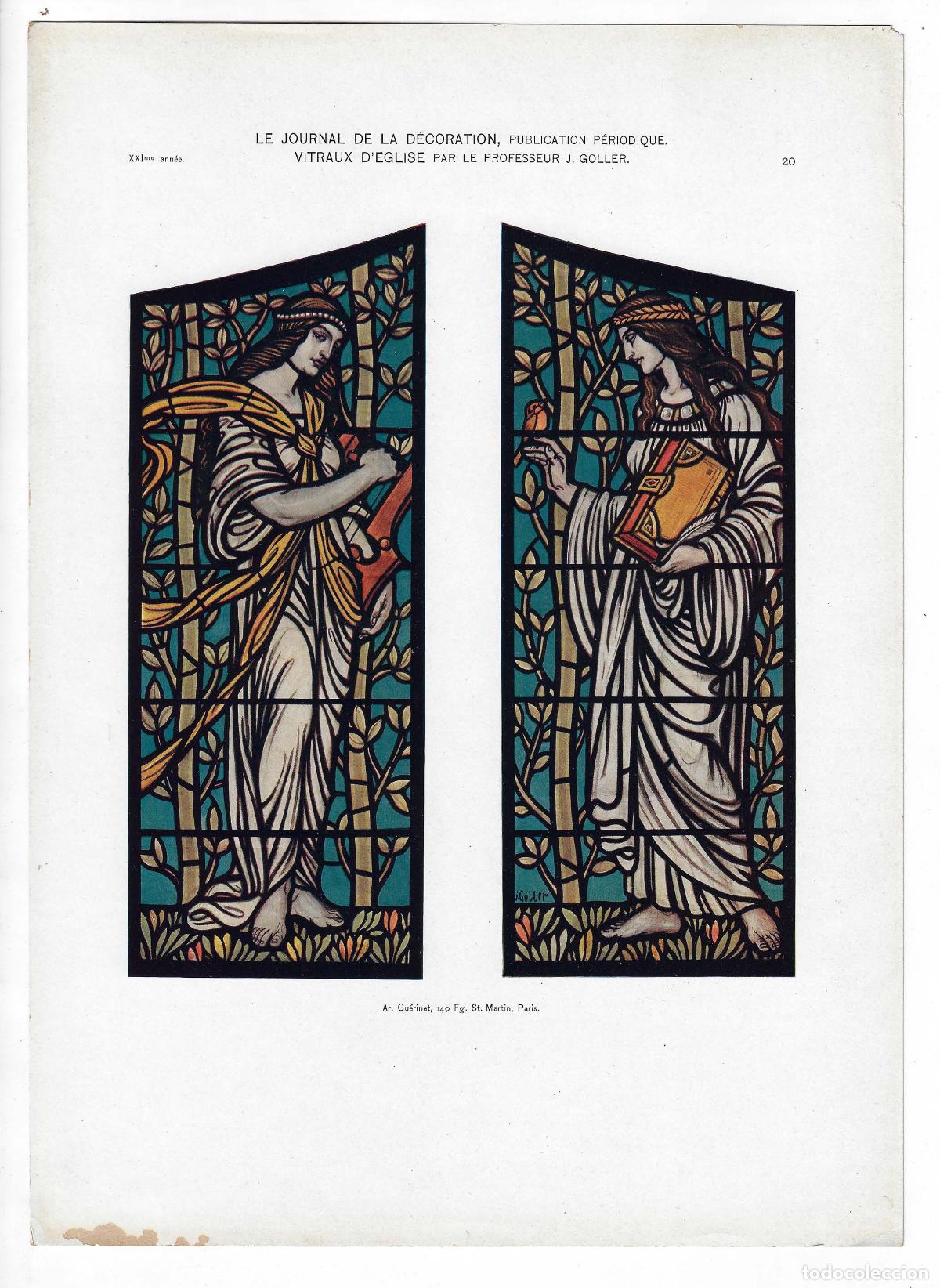 Art: JOURNAL DE LA DECORATION A&Ntilde;O XXI L&Aacute;M. 20. VITRAUX D'&Eacute;GLISE (J. Goller). CROMOLITOGRAF&Iacute;A 63x46