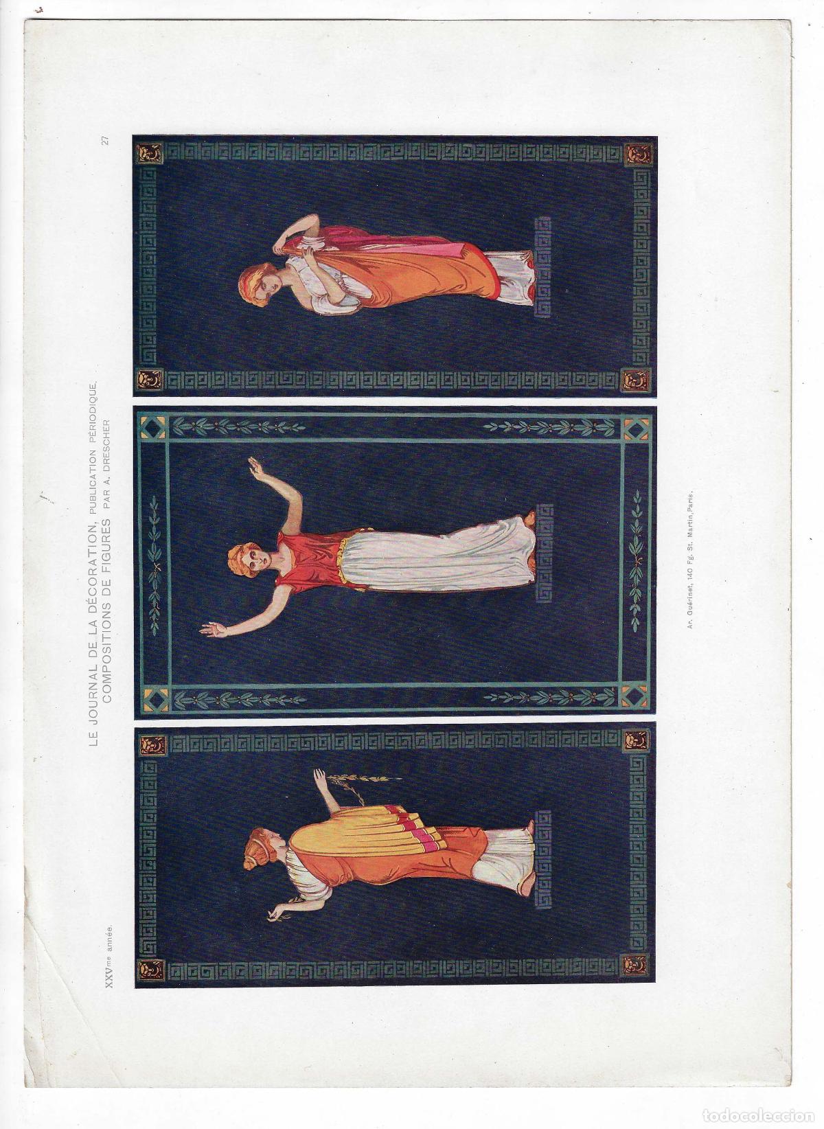 Art: JOURNAL DE LA DECORATION A&Ntilde;O XXV L&Aacute;M. 27. COMPOSITIONS DE FIGURES (A. Drescher). CROMOLITOGRAF&Iacute;A 63x