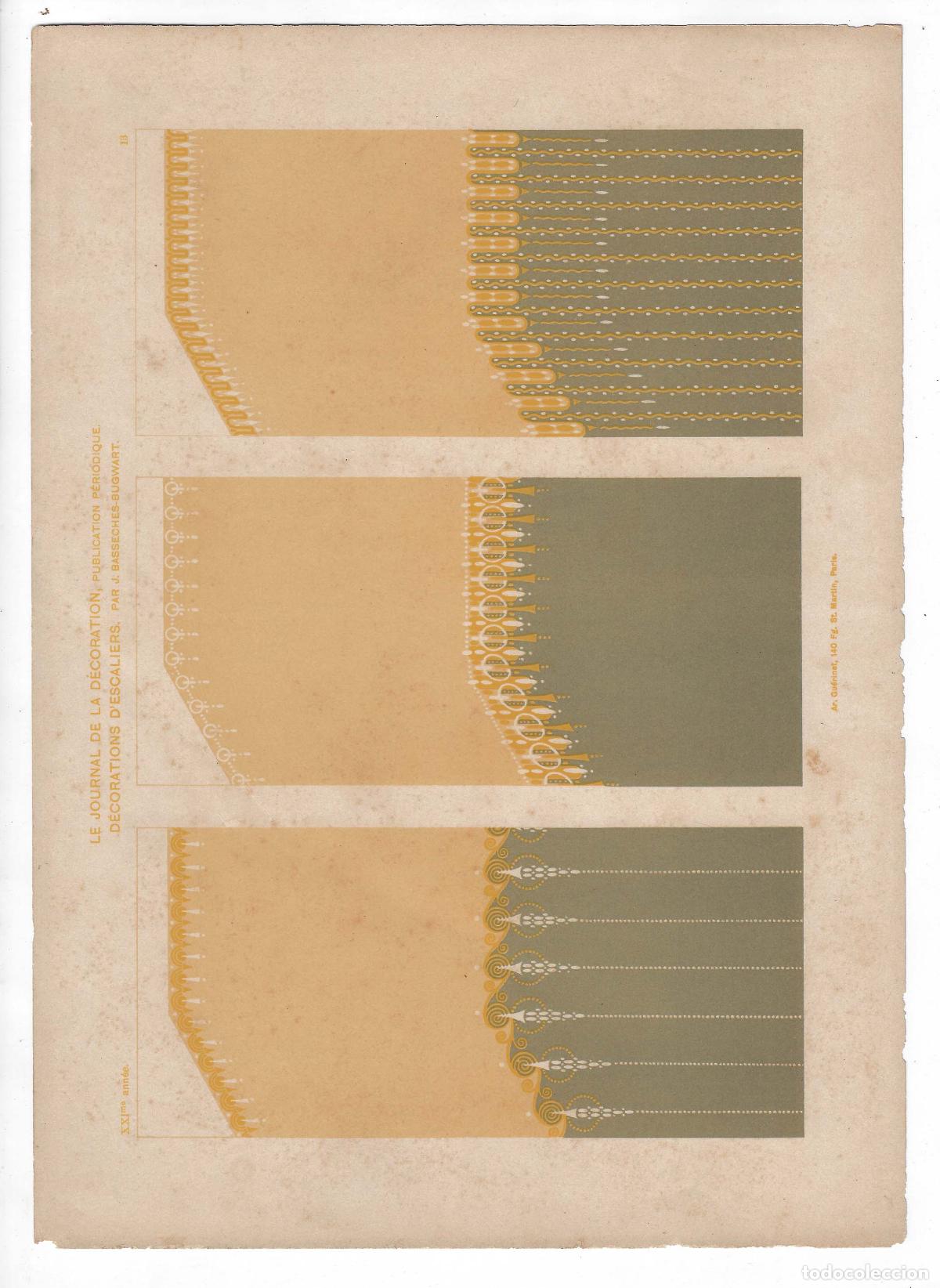 Art: JOURNAL DE LA DECORATION A&Ntilde;O XXI L&Aacute;M. 13. D&Eacute;CORATIONS D'ESCALIERS (J. Basseches-Bugwart). CROMOLITOG