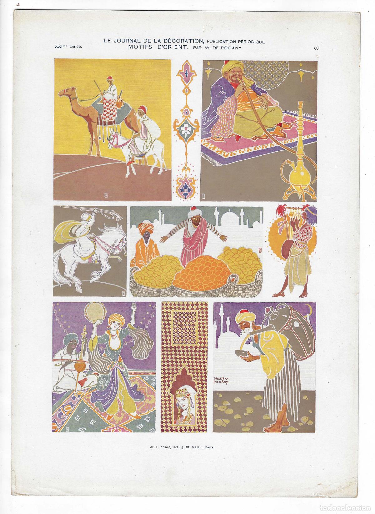 Arte: JOURNAL DE LA DECORATION A&Ntilde;O XXI L&Aacute;M. 60. MOTIFS D'ORIENT (Willy De Pogany). CROMOLITOGRAF&Iacute;A 63x46