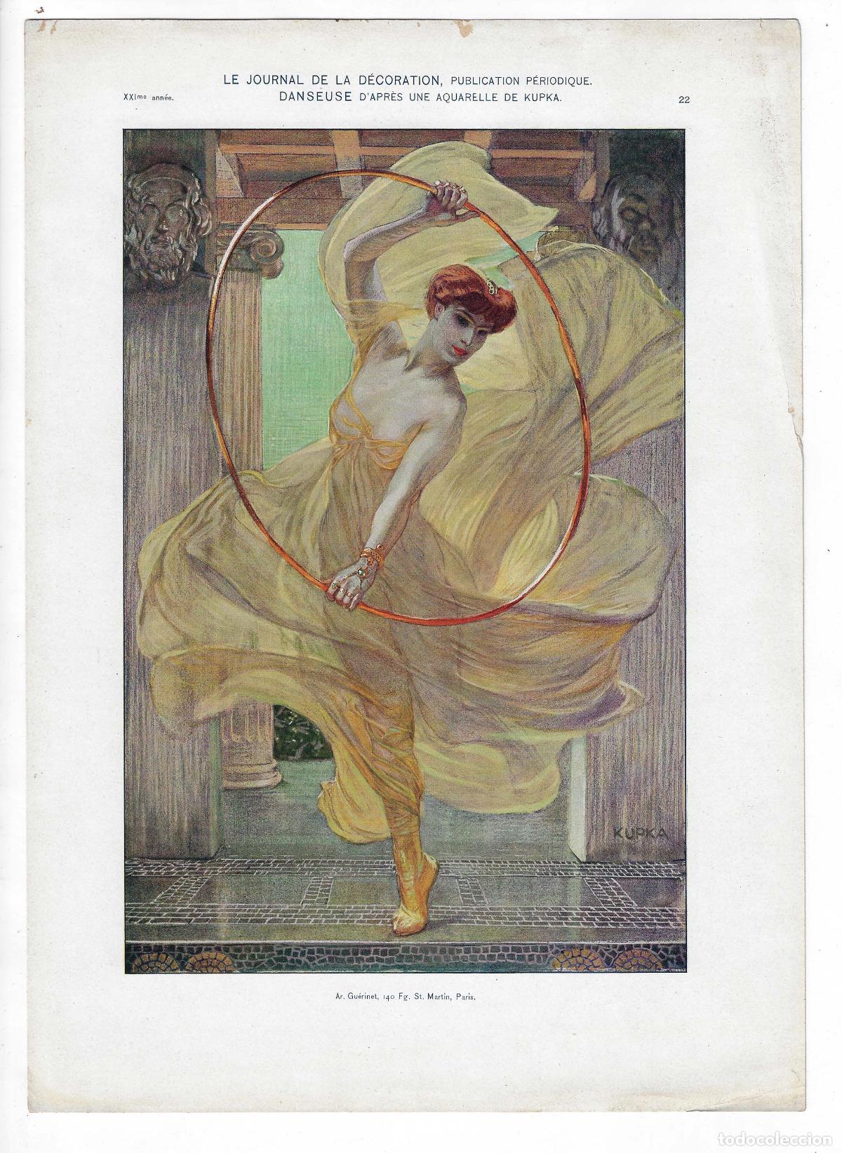 Arte: JOURNAL DE LA DECORATION A&Ntilde;O XXI L&Aacute;M. 22. DANSEUSE (Franti&scaron;ek Kupka). CROMOLITOGRAF&Iacute;A 63x46
