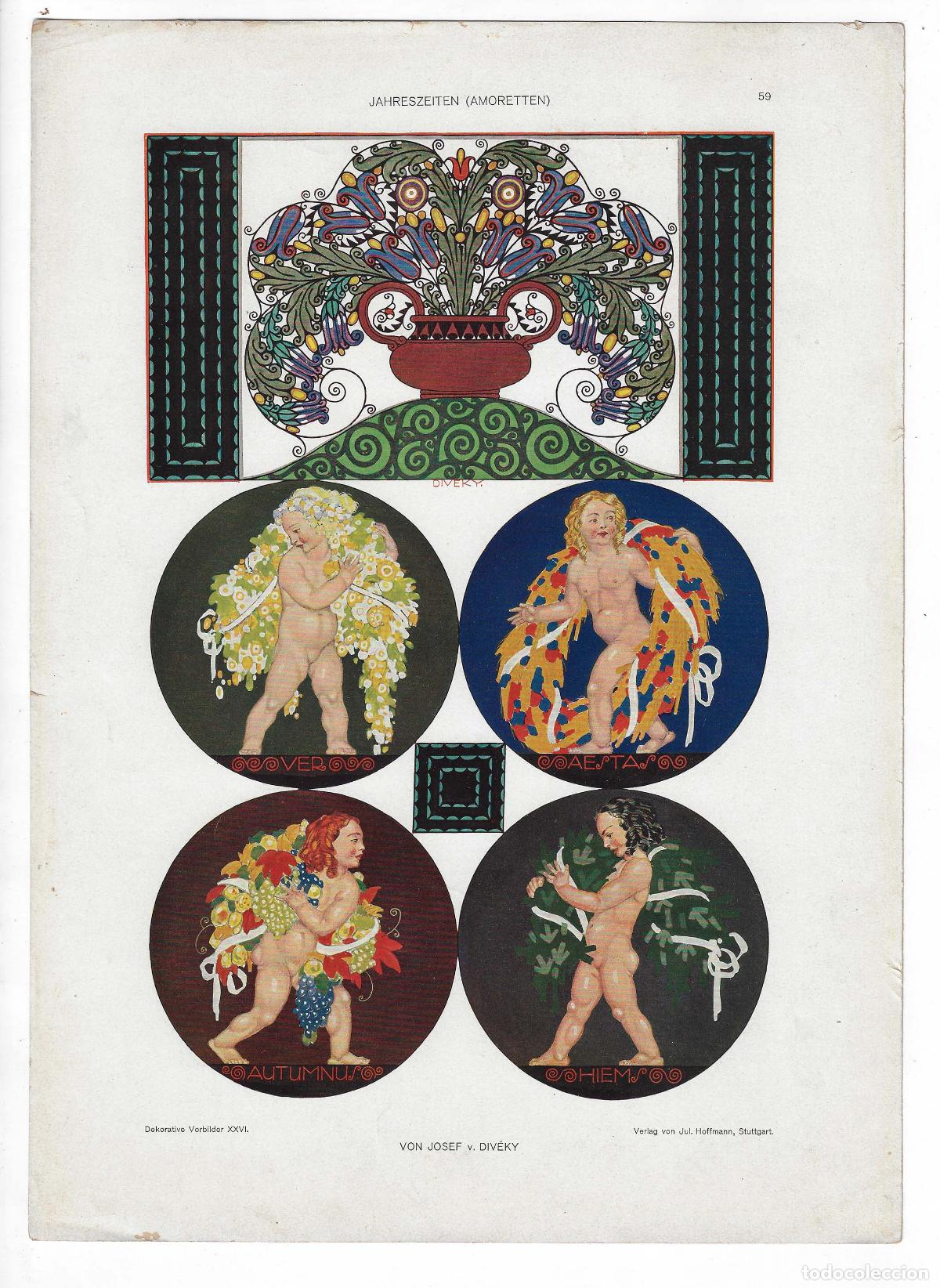 Art: DEKORATIVE VORBILDER A&Ntilde;O XXVI L&Aacute;M. 59. JAHRESZEITEN (AMORETTEN) (Josef V. Diveky). CROMOLITOGRAF&Iacute;A 6