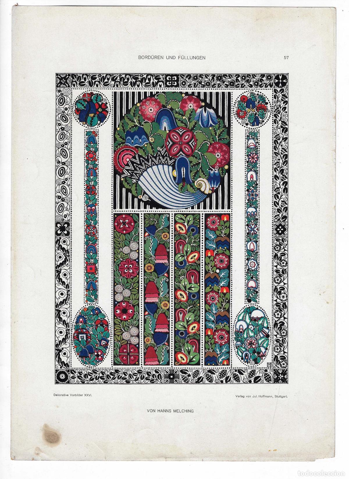 Art: DEKORATIVE VORBILDER A&Ntilde;O XXVI L&Aacute;M. 57. BORD&Uuml;REN UND F&Uuml;LLUNGEN (Hanns Melching). CROMOLITOGRAF&Iacute;A 63x4