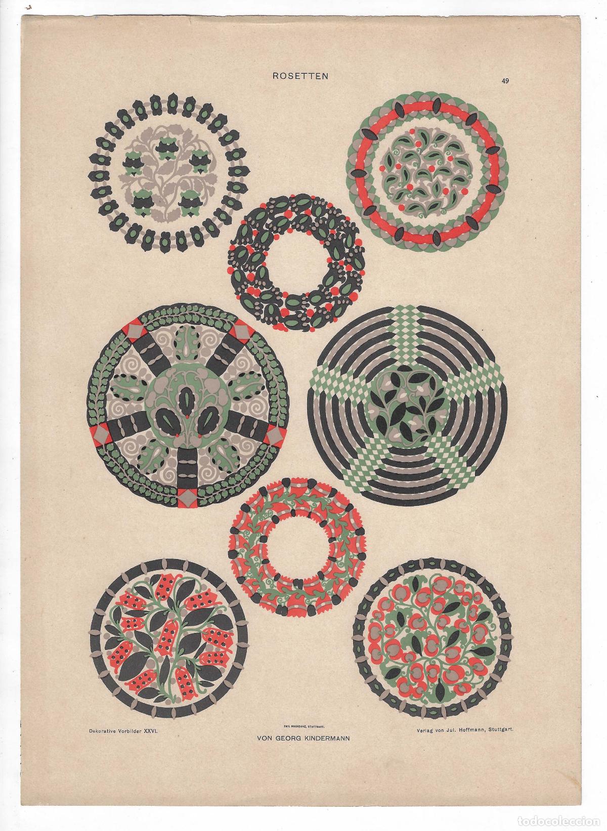 Art: DEKORATIVE VORBILDER A&Ntilde;O XXVI L&Aacute;M. 49. ROSETTEN (Georg Kindermann) 1915. CROMOLITOGRAF&Iacute;A 63x46