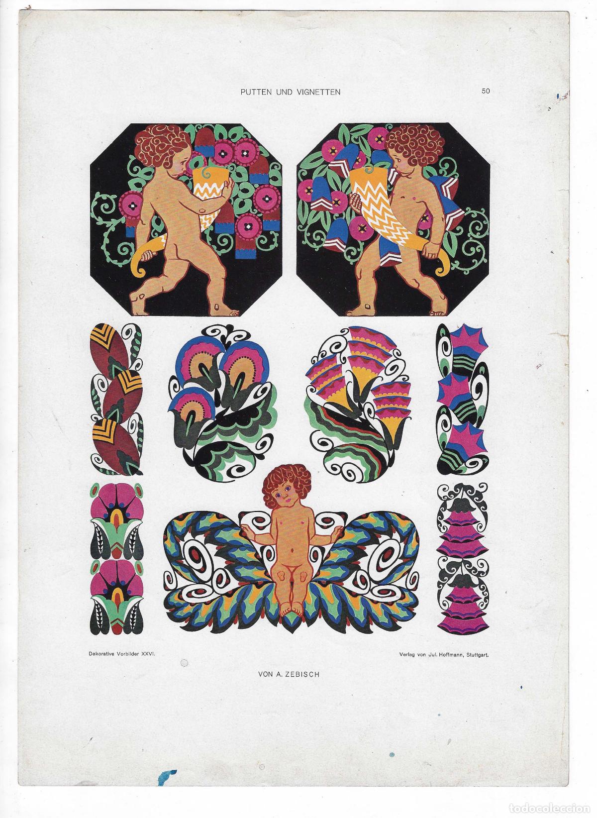 Arte: DEKORATIVE VORBILDER A&Ntilde;O XXVI L&Aacute;M. 50. PUTTEN UND VIGNETTEN (A. Zebisch) 1915. CROMOLITOGRAF&Iacute;A 63x46