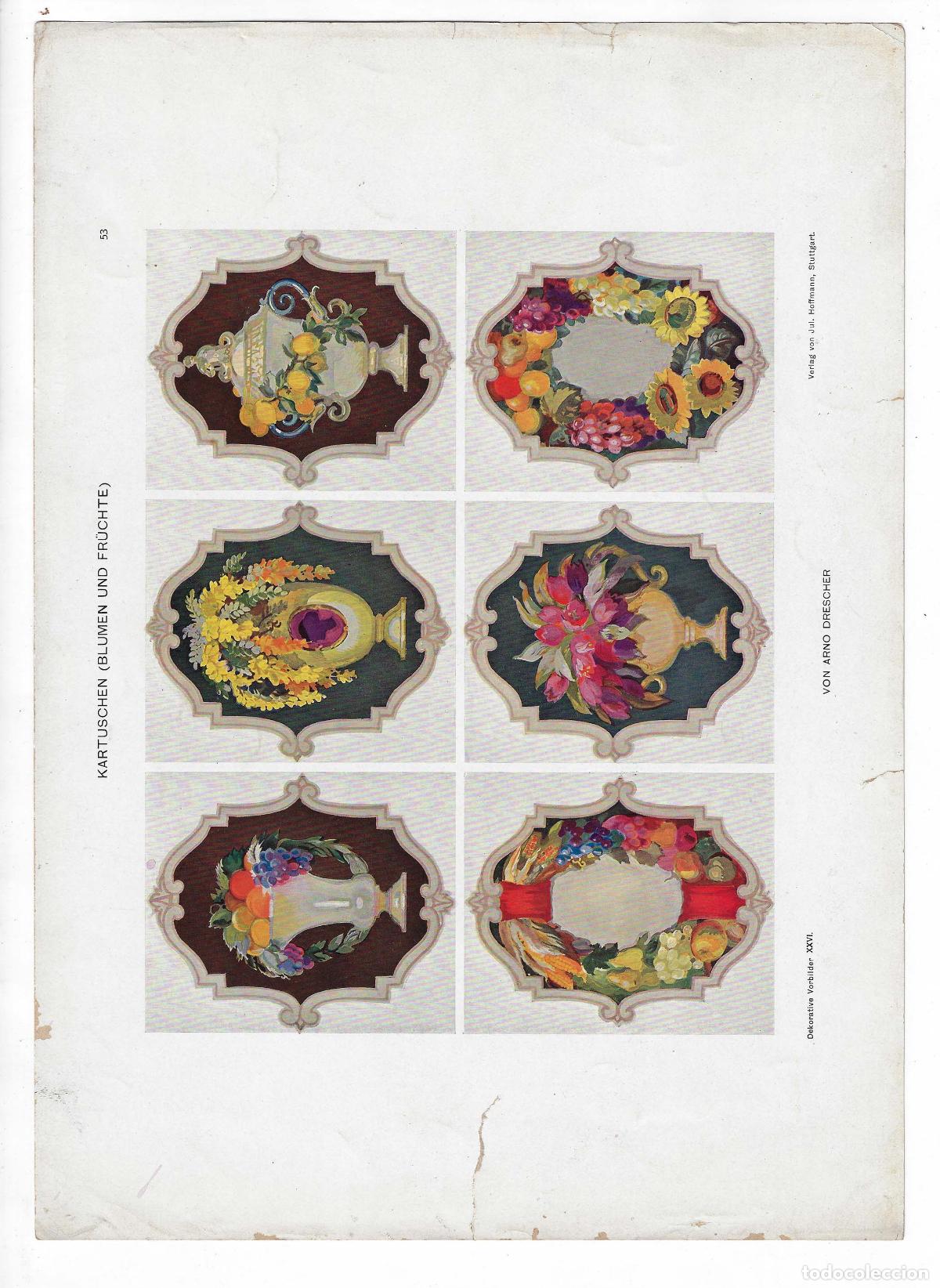 Arte: DEKORATIVE VORBILDER A&Ntilde;O XXVI L&Aacute;M. 53. KARTUSCHEN (BLUMEN UND FR&Uuml;CHTE) (Arno Drescher). CROMOLITOGRA